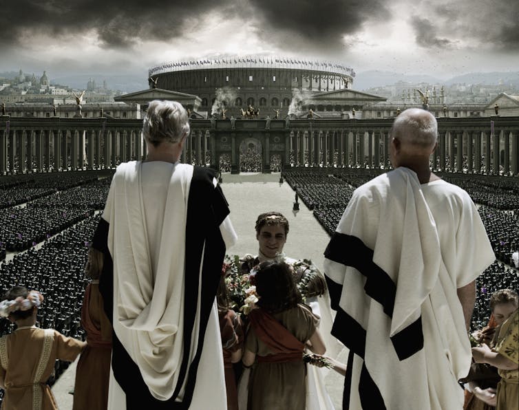 Actor Joaquin Phoenix, centre, plays Emperor Commodus in the film Gladiator.
