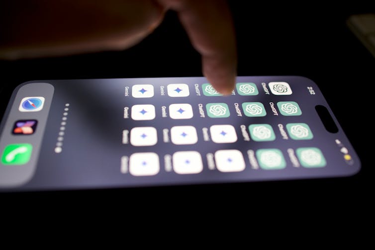 A smart phone screen showing icons for AI apps