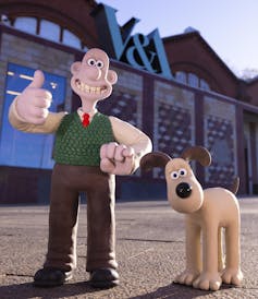 The Wallace and Gromit characters outside the V&A museum.