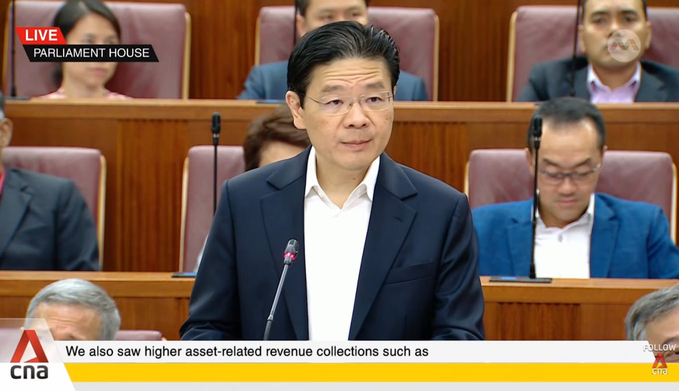 Singapore prime minister Lawrence Wong speaking in parliament on 12 February 2026