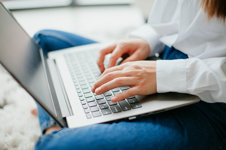 Woman working on laptop