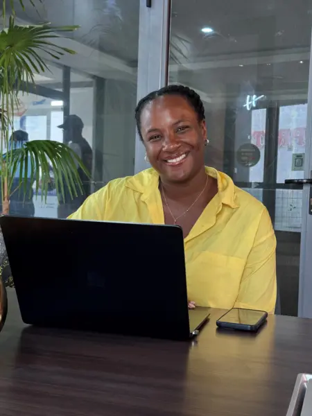 African woman with laptop