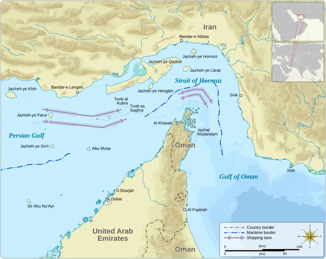 Map of Strait of Hormuz. Image via Wikipedia by Goran_tek-en. CC BY-SA 4.0.