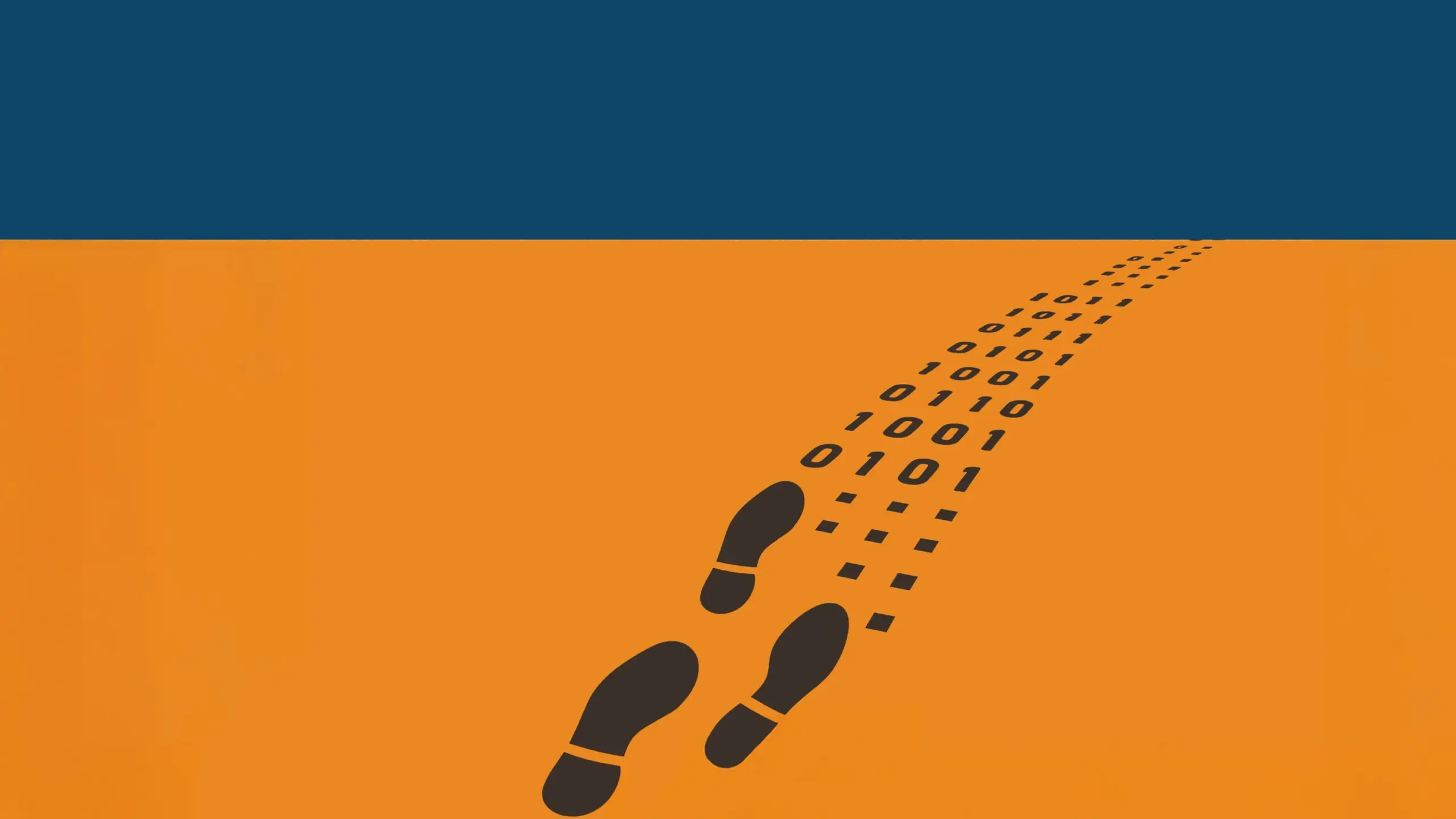 Footsteps walking a path made of code. Image courtesy of UntoldMag