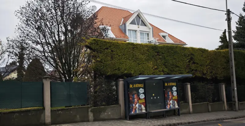 “I, The Two-Faced” posters at a bus stop in Budapest. Created with AI from the comics used by Prime Minister Viktor Orban’s party against Opposition Leader Peter Magyar, ahead of the Hungary’s elections in April 2026.