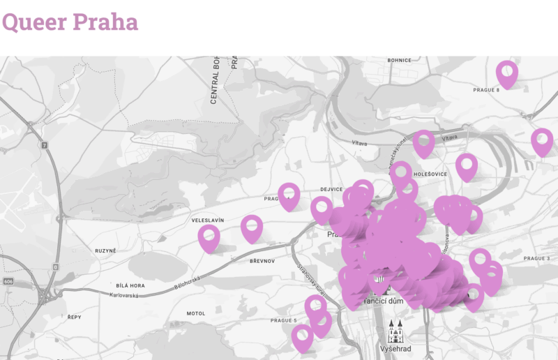 Screenshot of the interactive Prague Gay Map.