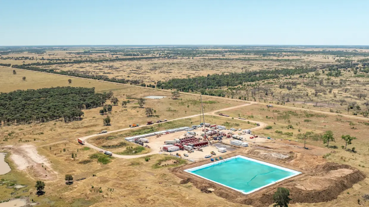aerial shot of an oil and gas drilling rig in Queensland.