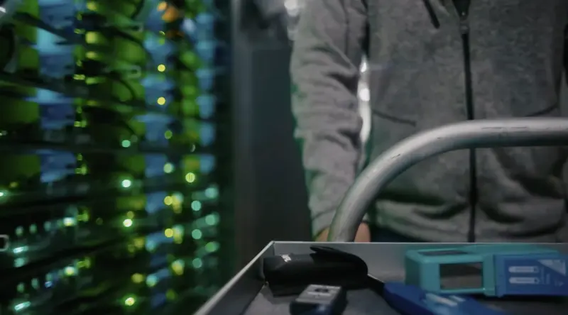 A worker in a Google data center. 