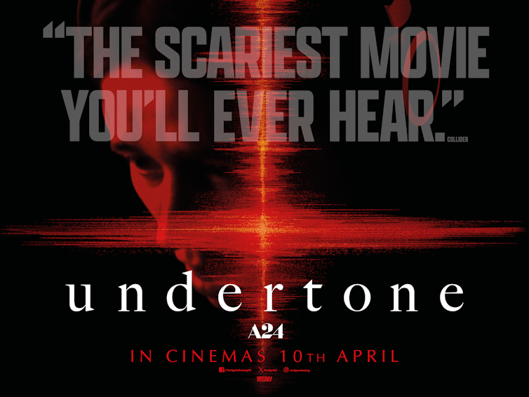 A film poster in red and black for a film called Undertone.