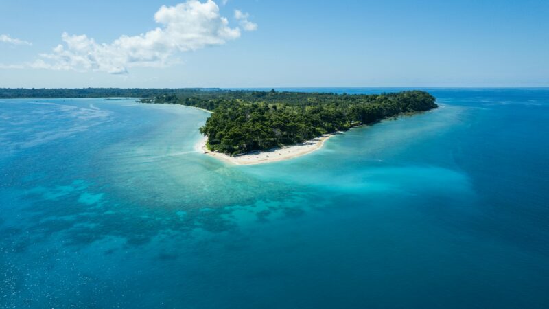 A drone shot of Neil Island.
