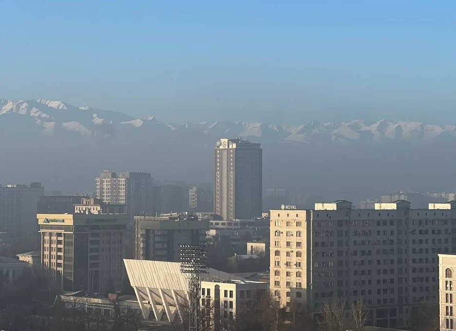 Kyrgyzstan's capital, Bishkek, covered in smog. 