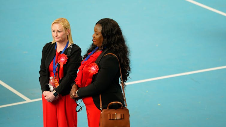 Two Labour campaigners at the Sunderland City Council local election count