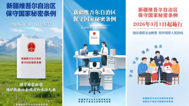 Three government posters announcing the new state security law. 