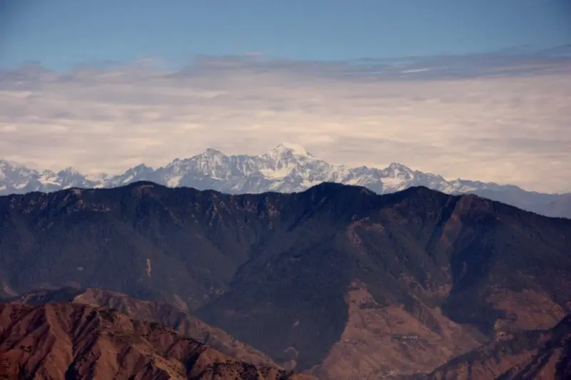 The Nanda Devi range seen from Landour, India. Photo by Ameya Nagarajan, used with permission.