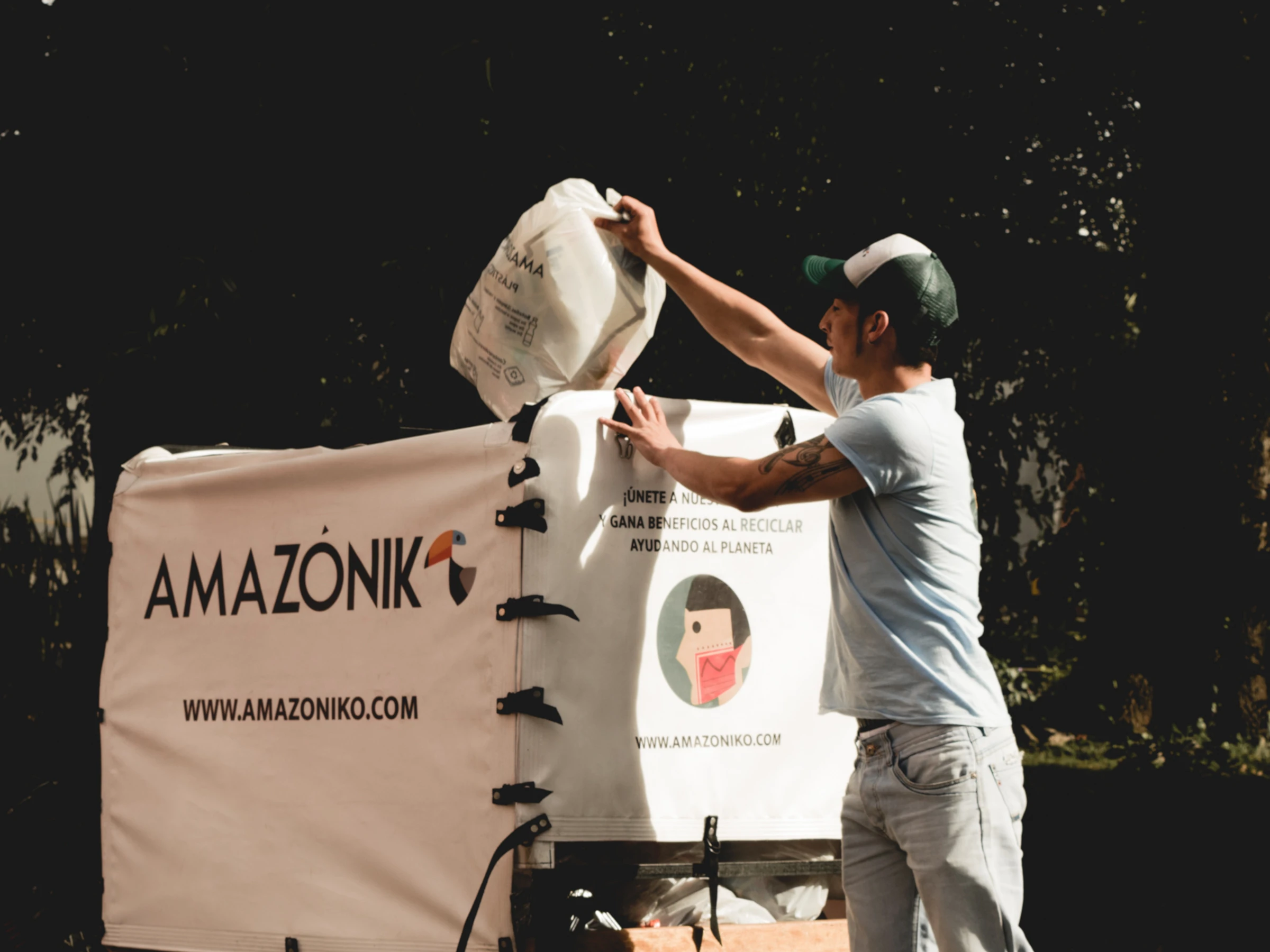 The Amazoniko team collects recyclable materials after teaching community members how to sort and separate their waste. Photo by Amazoniko. Used with permission.