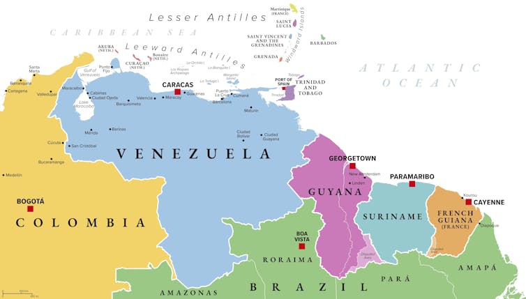 A map of Venezuela.