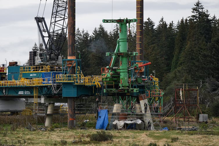 Industrial construction on a platform