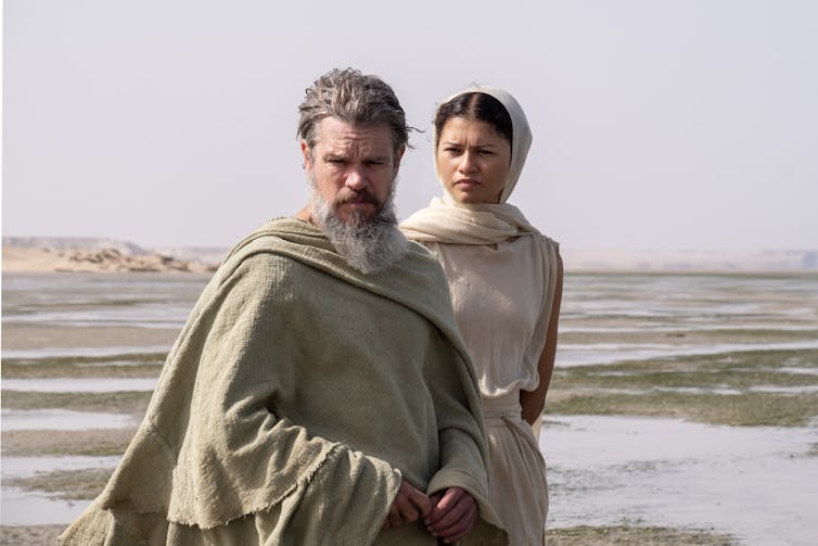 Matt Damon as Odysseus and Zendaya as Athena.