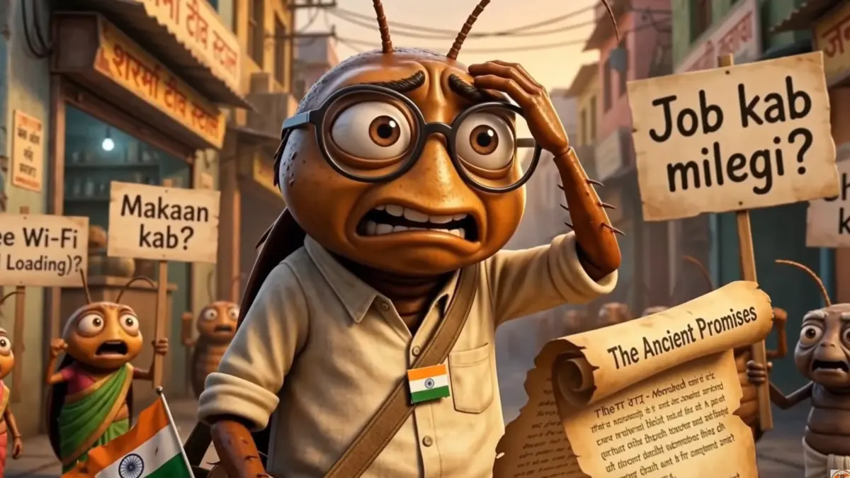 Screenshot from the YouTube Video "Cockroach Janta Party Ka Pehla Manifesto" (CJP's first manifesto) by Cockroach Janta Party. Fair use. 