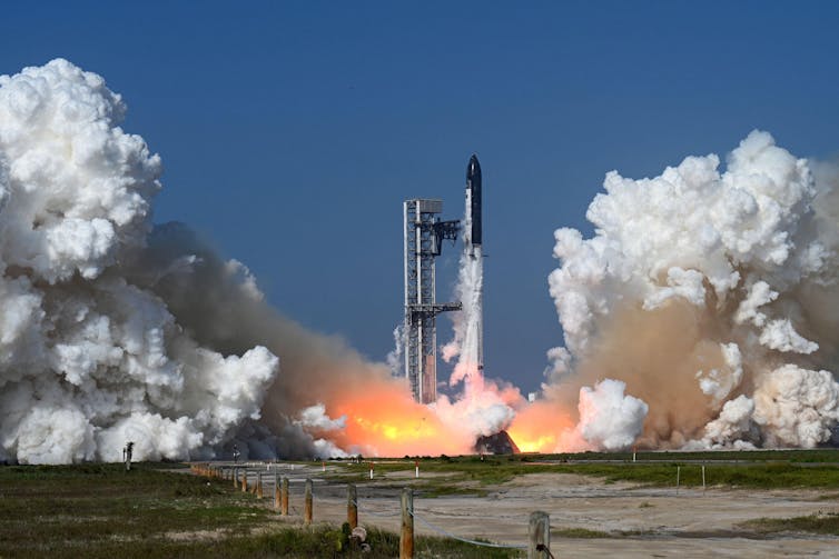 Space ship taking off
