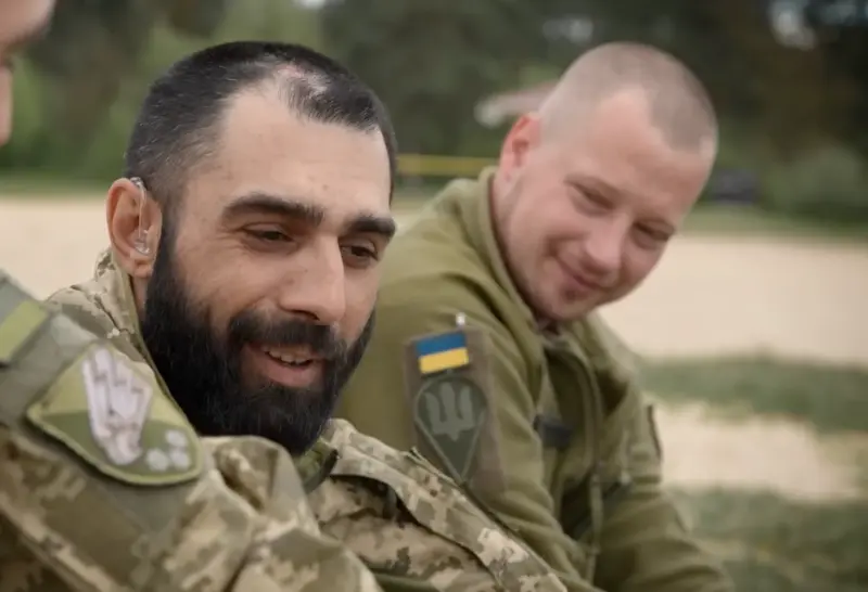 A screenshot from a documentary about a Roma soldier re-integrating into civilian life after joining the Ukrainian armed forces