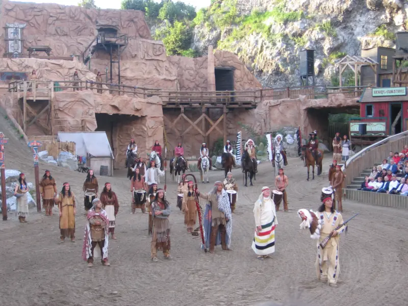 A performance at the Karl May Festival in Bad Segeberg, Germany, in 2007. European books, films, comics and public performances created their own imagined version of the American West. Photo by Roan Shryne/Wikimedia Commons, public domain.