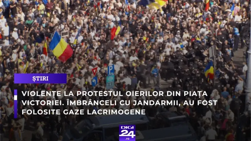 Thumbnail image of the YouTube video ‘Violențe la protestul oierilor din Piața Victoriei’ on the September 15, 2006 protests in Bucharest, Romania, by Digi24HD. English translation of the caption: ‘Violence at the protest on <span>Victoriei Square. Clashes with the gendarmes, tear gas used.’ </span>Fair use.</p>
</div>
<p><em>This post by <i><span>Matei Vrabie and Calin Georgia of Funky Citizens, </span></i></em>a Romanian NGO working at the intersection of good governance and active citizenship, <em><i></i>is part of Global Voices’ September 2026 Spotlight series, “</em>Protest in Democracy<em>.” With this spotlight, we seek to explore the many forms of protest, the tactics states use to delegitimize and suppress them, and the complex relationship between protest and democracy. You can support this coverage by donating </em>here<em>.</em></p>
<p><span>On September 15, several hundred to more than a thousand shepherds, livestock breeders and other farmers gathered in Victoriei Square, in front of the Romanian government’s headquarters in Bucharest, to protest </span>an EU-wide ban on live sheep and goat exports<span>, extended until the end of 2026 after outbreaks of small ruminant plague and sheep pox.&nbsp;</span></p>
<p><span>They demanded compensation for culled animals and for crops lost to drought. Organisers had called on protesters to bring sheep, tractors and hay bales to the square, but restrictions prevented </span>live animals and heavy machinery <span>from entering the demonstration area.&nbsp;</span></p>
<p><span>The demonstration began peacefully before 10:00 a.m. By the afternoon, some protesters had pushed through police barriers and were throwing stones, bottles and pieces of curb; gendarmes responded with tear gas. According to the Bucharest Gendarmerie, 24 people needed medical attention that evening, including 10 gendarmes, four of whom were hospitalised, and </span>47 people were taken to police stations<span>. President Nicușor Dan and interim Prime Minister Ilie Bolojan </span>both condemned the violence<span>. Livestock breeders’ associations said people who were not farmers had joined the crowd, and the Prefect of Bucharest said that “sheep farmers don’t organise themselves like this.”</span></p>
<p><iframe title=
