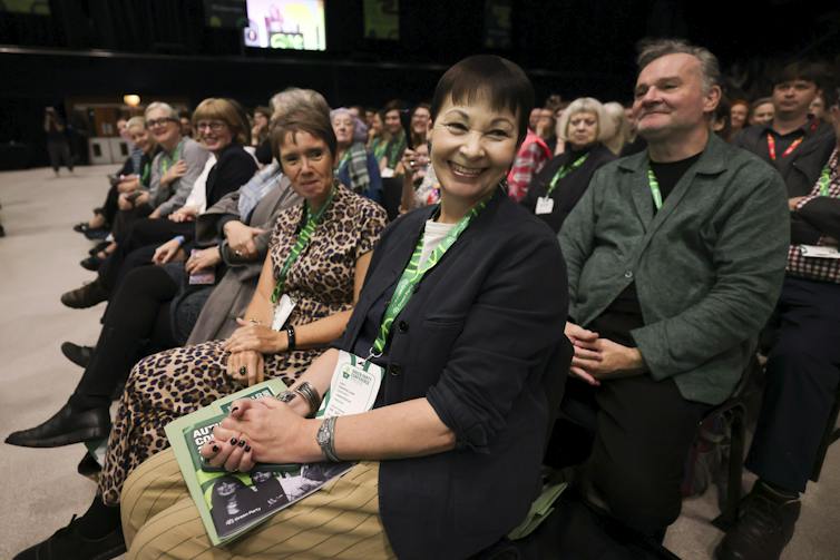 caroline lucas in the front row at the green party conference 2026